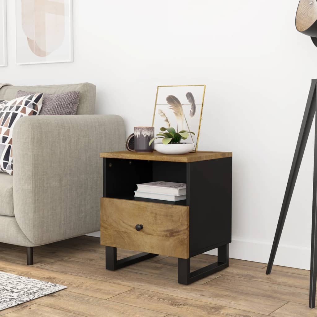 vidaXL Nightstand Solid Mango Wood and Engineered Wood