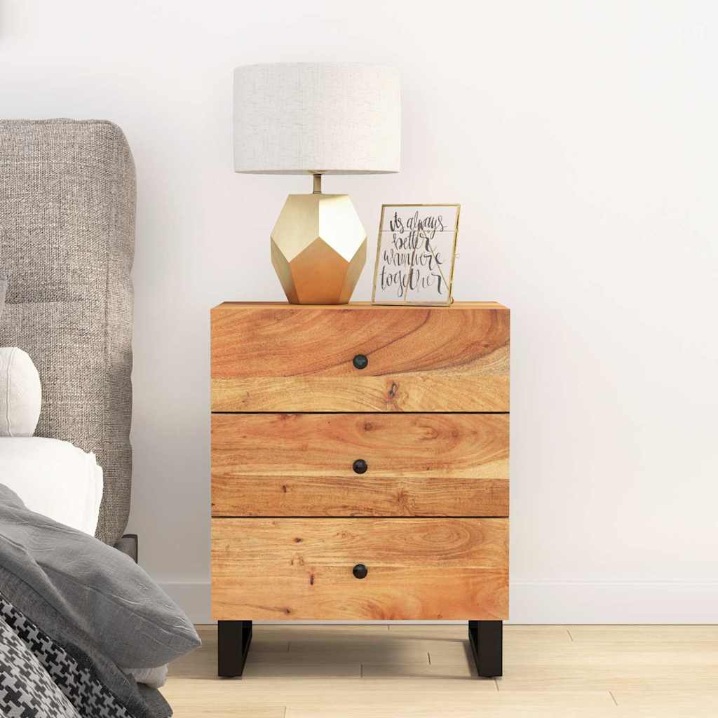 vidaXL Bedside Cabinet 50x33x62 cm Solid Mango Wood and Engineered Wood
