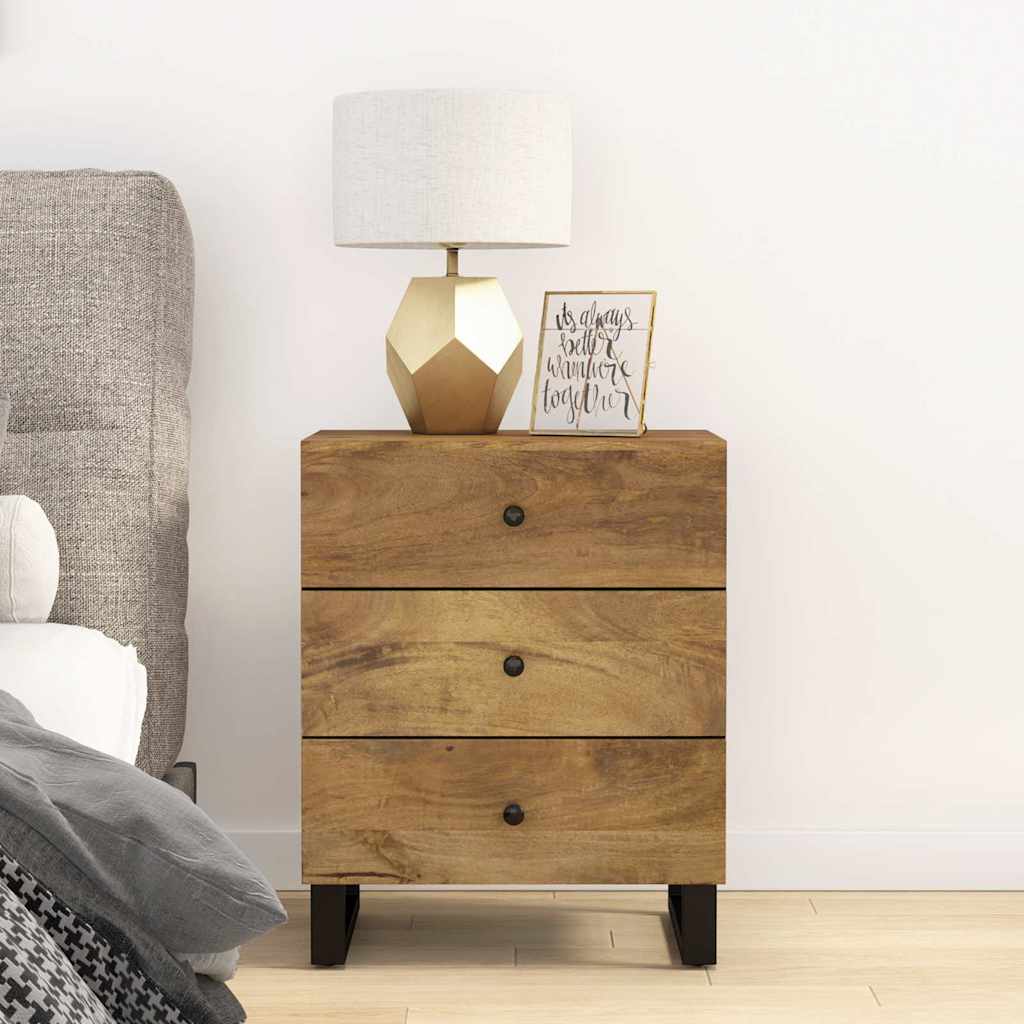 vidaXL Bedside Cabinet 50x33x62 cm Solid Mango Wood and Engineered Wood