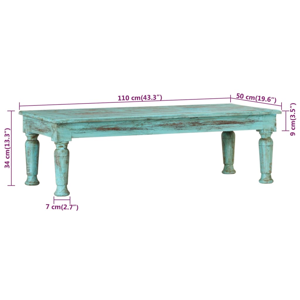 vidaXL Salontafel 110x50x34 cm massief gerecycled hout