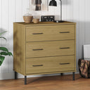 vidaXL Dressoir met 3 lades OSLO 77x40x79,5 cm grenenhout bruin