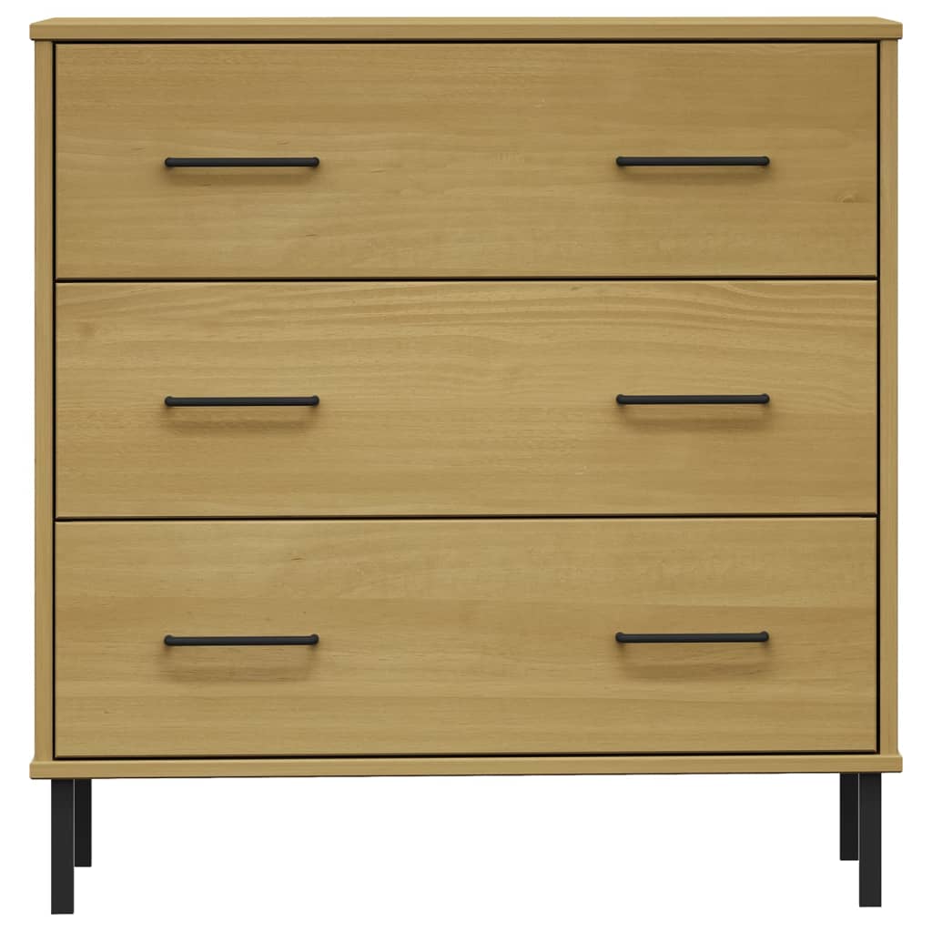 vidaXL Dressoir met 3 lades OSLO 77x40x79,5 cm grenenhout bruin
