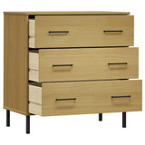 vidaXL Dressoir met 3 lades OSLO 77x40x79,5 cm grenenhout bruin