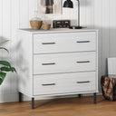 vidaXL Dressoir met 3 lades OSLO 77x40x79,5 cm grenenhout bruin