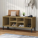 vidaXL Shoe Rack with Metal Legs OSLO 106x35x45cm Pine Wood Brown