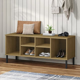vidaXL Shoe Rack with Metal Legs OSLO 106x35x45cm Pine Wood Brown