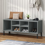 vidaXL Shoe Rack with Metal Legs OSLO 106x35x45cm Pine Wood Brown