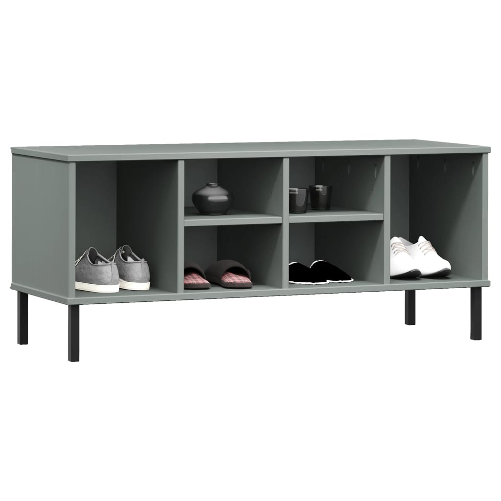 vidaXL Shoe Rack with Metal Legs OSLO 106x35x45cm Pine Wood Brown