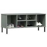 vidaXL Shoe Rack with Metal Legs OSLO 106x35x45cm Pine Wood Brown