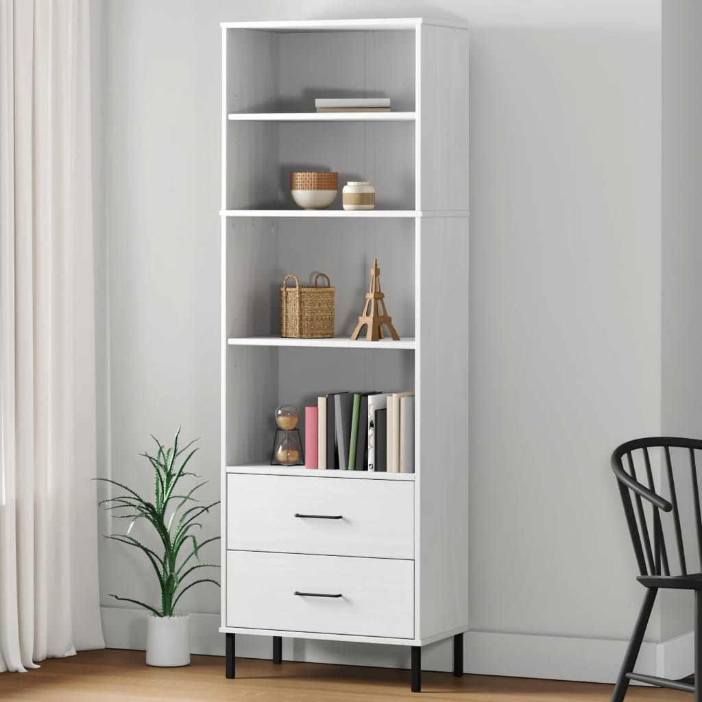 vidaXL Bookcase with 2 Drawers OSLO 60x35x180 cm Solid Wood Brown