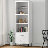 vidaXL Bookcase with 2 Drawers OSLO 60x35x180 cm Solid Wood Brown