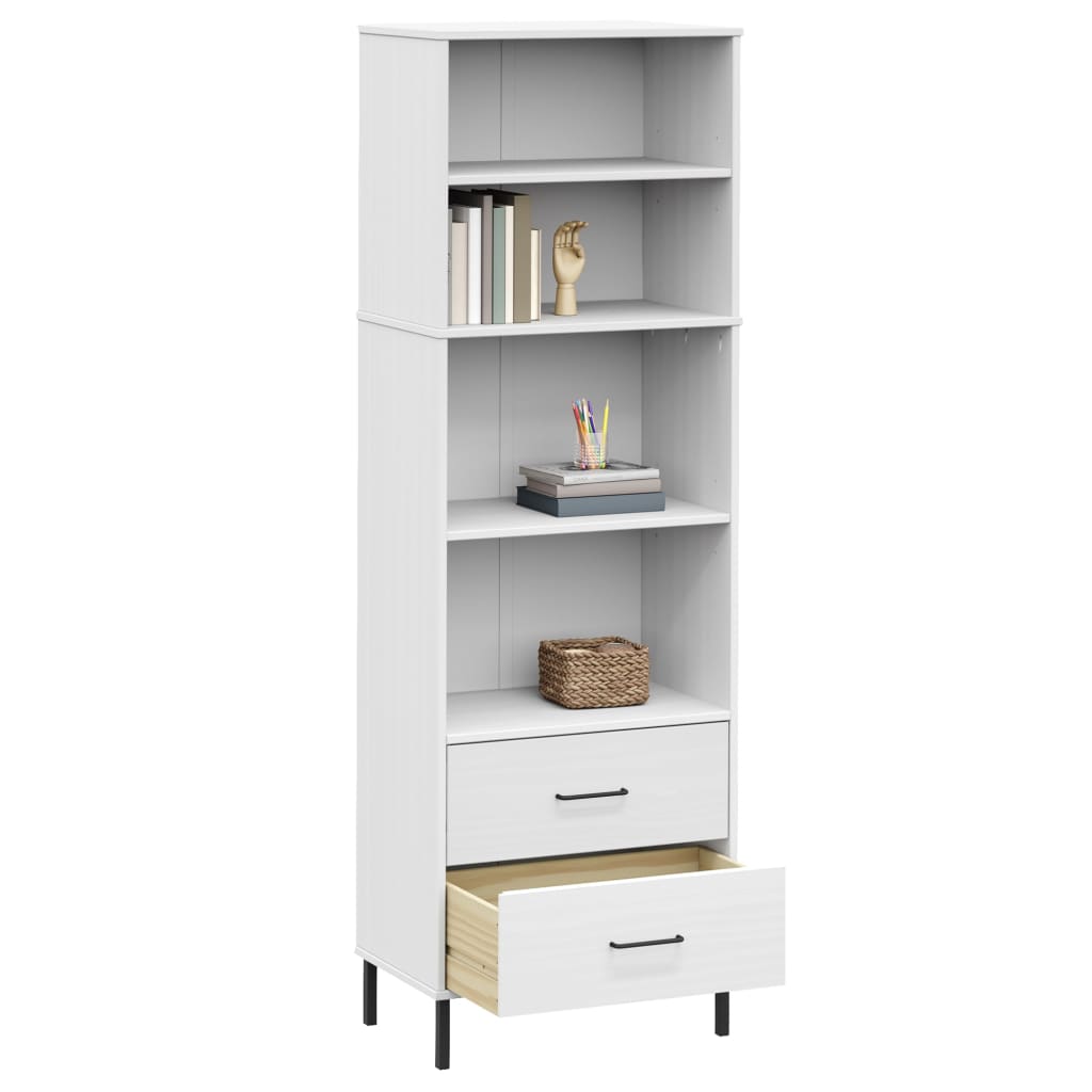 vidaXL Bookcase with 2 Drawers OSLO 60x35x180 cm Solid Wood Brown