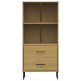 vidaXL Boekenkast met 2 lades OSLO 60x35x128,5 cm massief hout bruin