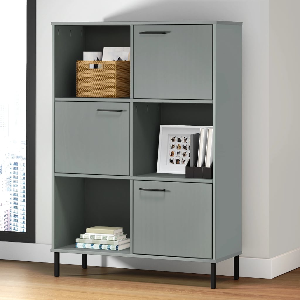 vidaXL Boekenkast met metalen poten OSLO 90x35x128,5 cm hout bruin