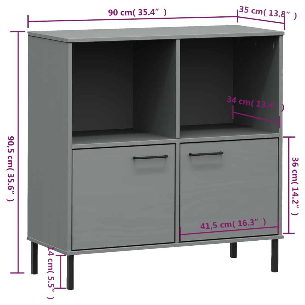vidaXL Boekenkast met metalen poten OSLO 90x35x90,5 cm hout bruin