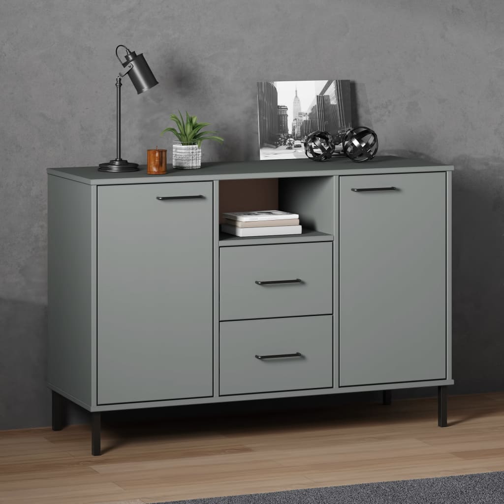 vidaXL Dressoir met metalen poten OSLO 113x40x77 cm grenenhout bruin