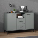 vidaXL Dressoir met metalen poten OSLO 113x40x77 cm grenenhout bruin