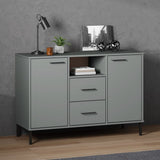 vidaXL Dressoir met metalen poten OSLO 113x40x77 cm grenenhout bruin