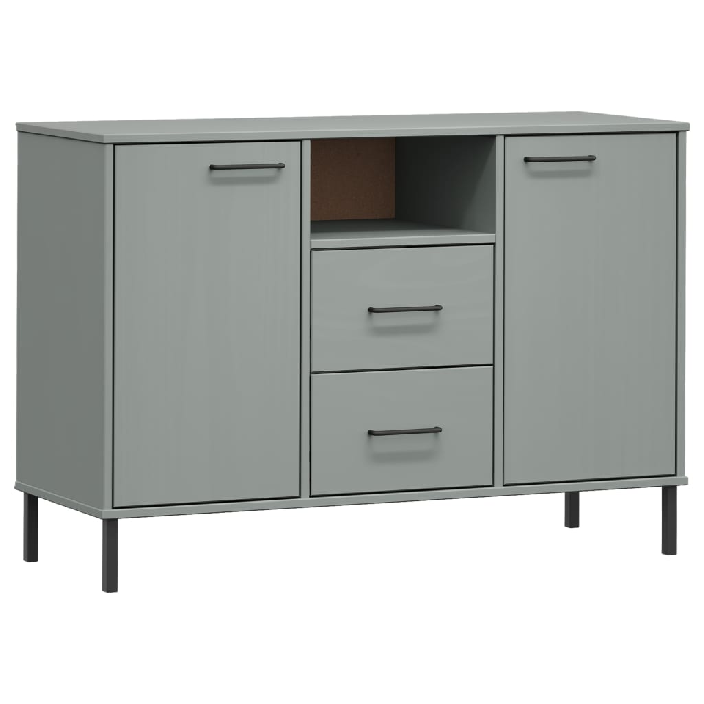 vidaXL Dressoir met metalen poten OSLO 113x40x77 cm grenenhout bruin