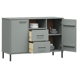 vidaXL Dressoir met metalen poten OSLO 113x40x77 cm grenenhout bruin