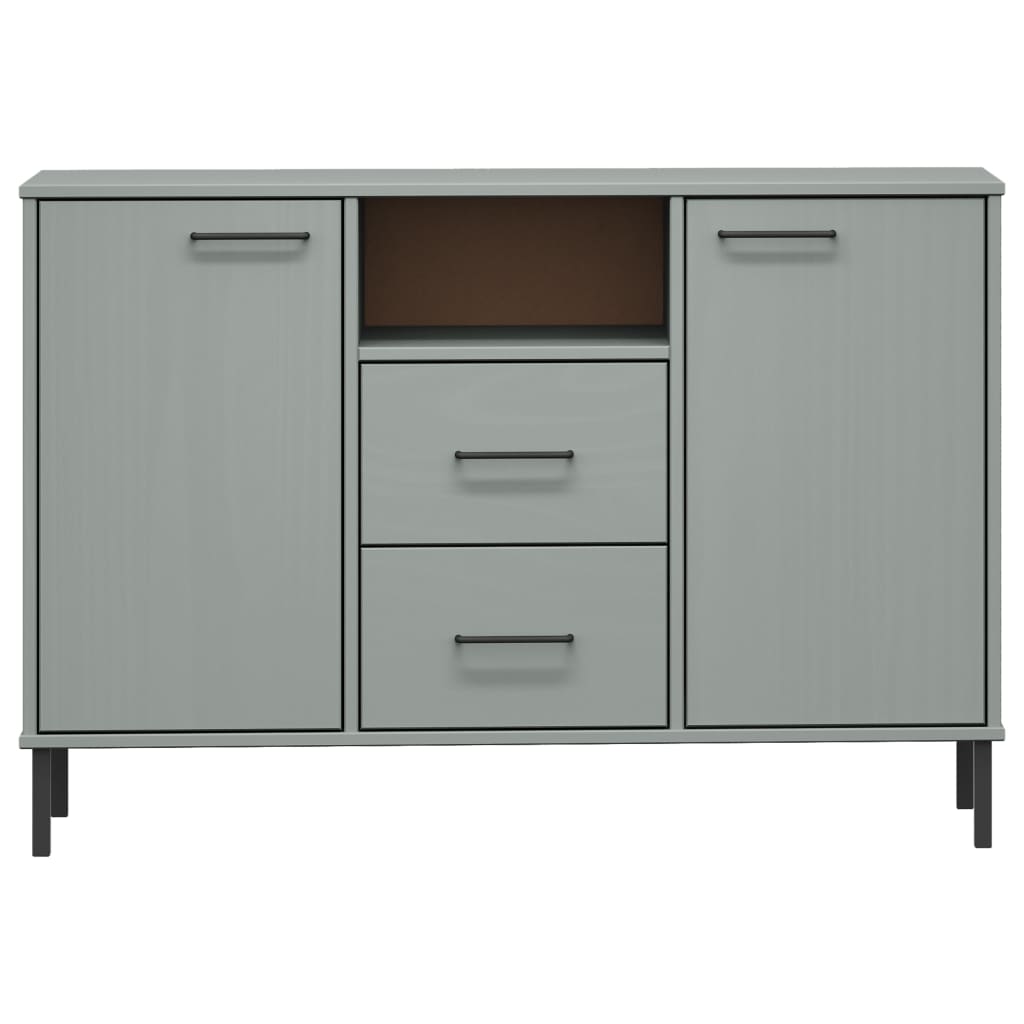 vidaXL Dressoir met metalen poten OSLO 113x40x77 cm grenenhout bruin