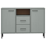 vidaXL Dressoir met metalen poten OSLO 113x40x77 cm grenenhout bruin