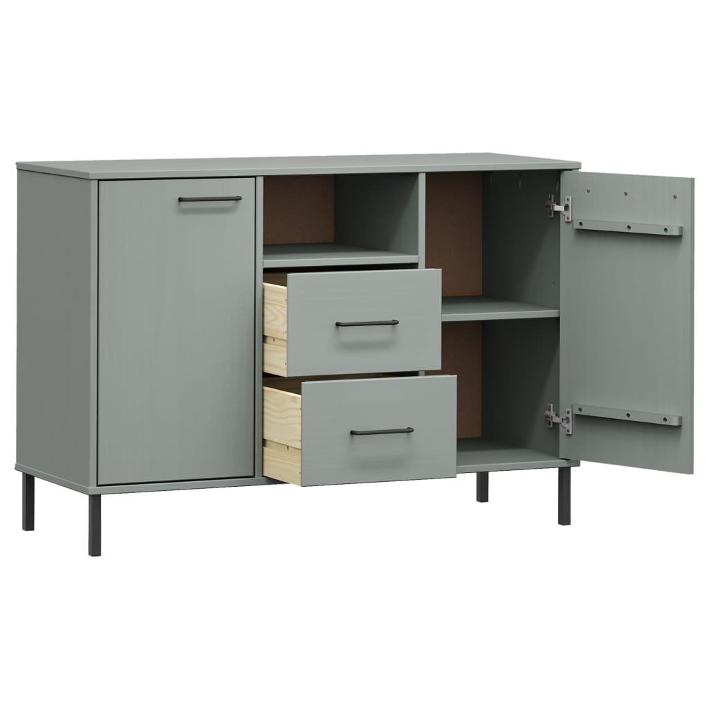 vidaXL Dressoir met metalen poten OSLO 113x40x77 cm grenenhout bruin