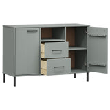 vidaXL Dressoir met metalen poten OSLO 113x40x77 cm grenenhout bruin