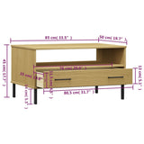 vidaXL Salontafel met metalen poten OSLO 85x50x45 cm hout bruin
