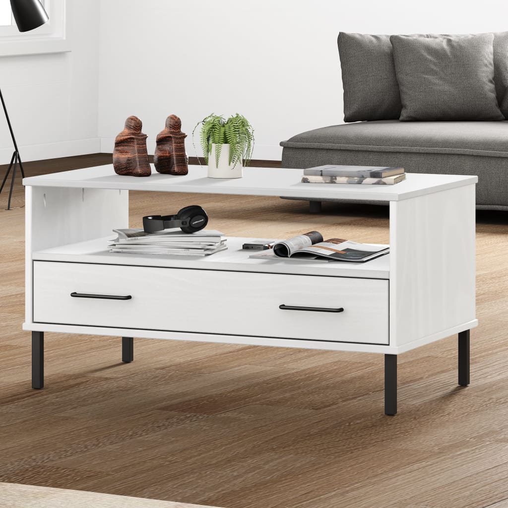 vidaXL Salontafel met metalen poten OSLO 85x50x45 cm hout bruin