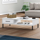 vidaXL Salontafel met metalen poten OSLO massief grenenhout bruin