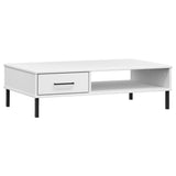 vidaXL Salontafel met metalen poten OSLO massief grenenhout bruin