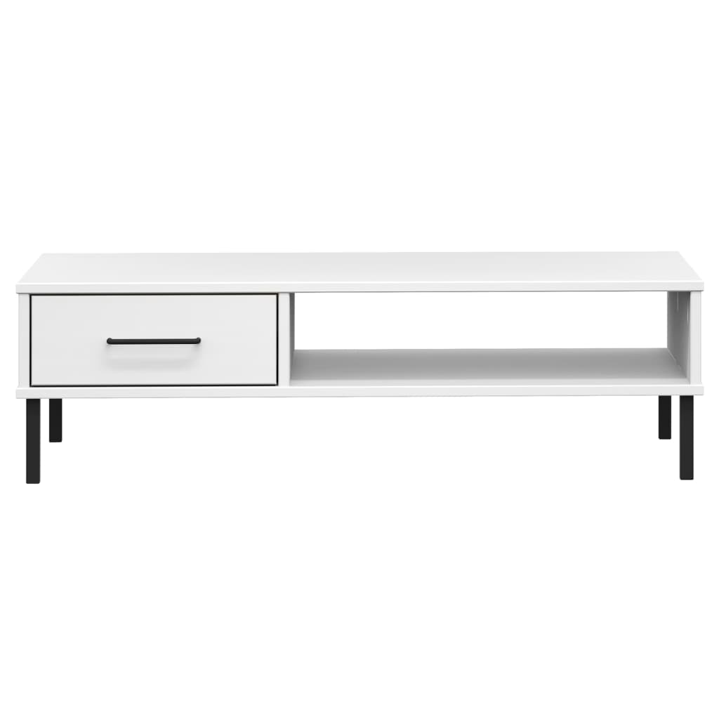 vidaXL Salontafel met metalen poten OSLO massief grenenhout bruin