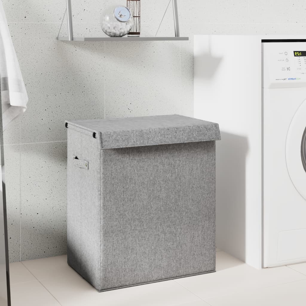 vidaXL Foldable Laundry Basket 26x34.5x59.5 cm Fabric Grey