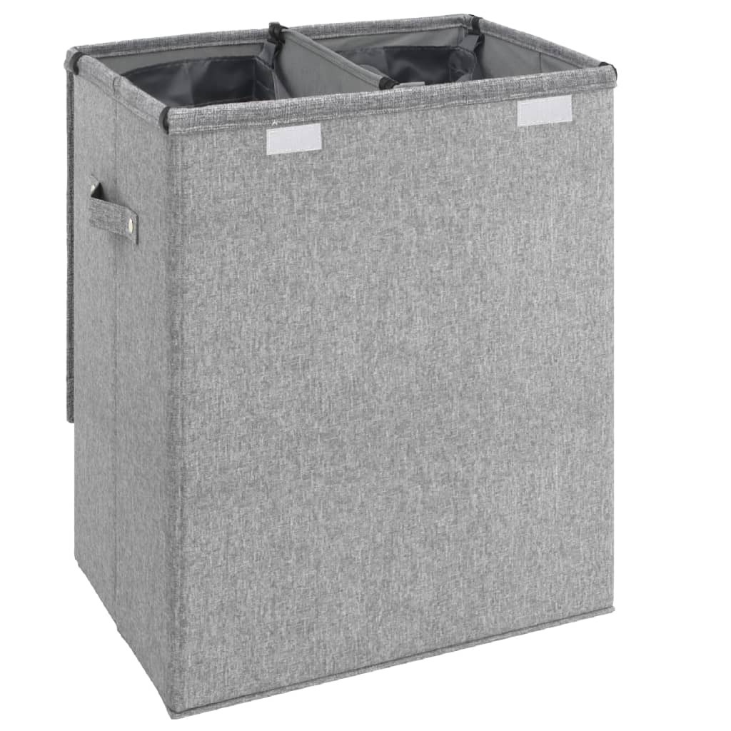 vidaXL Foldable Laundry Basket 26x34.5x59.5 cm Fabric Grey