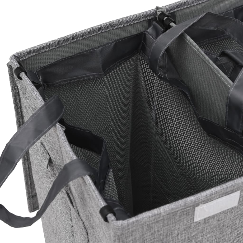 vidaXL Foldable Laundry Basket 26x34.5x59.5 cm Fabric Grey