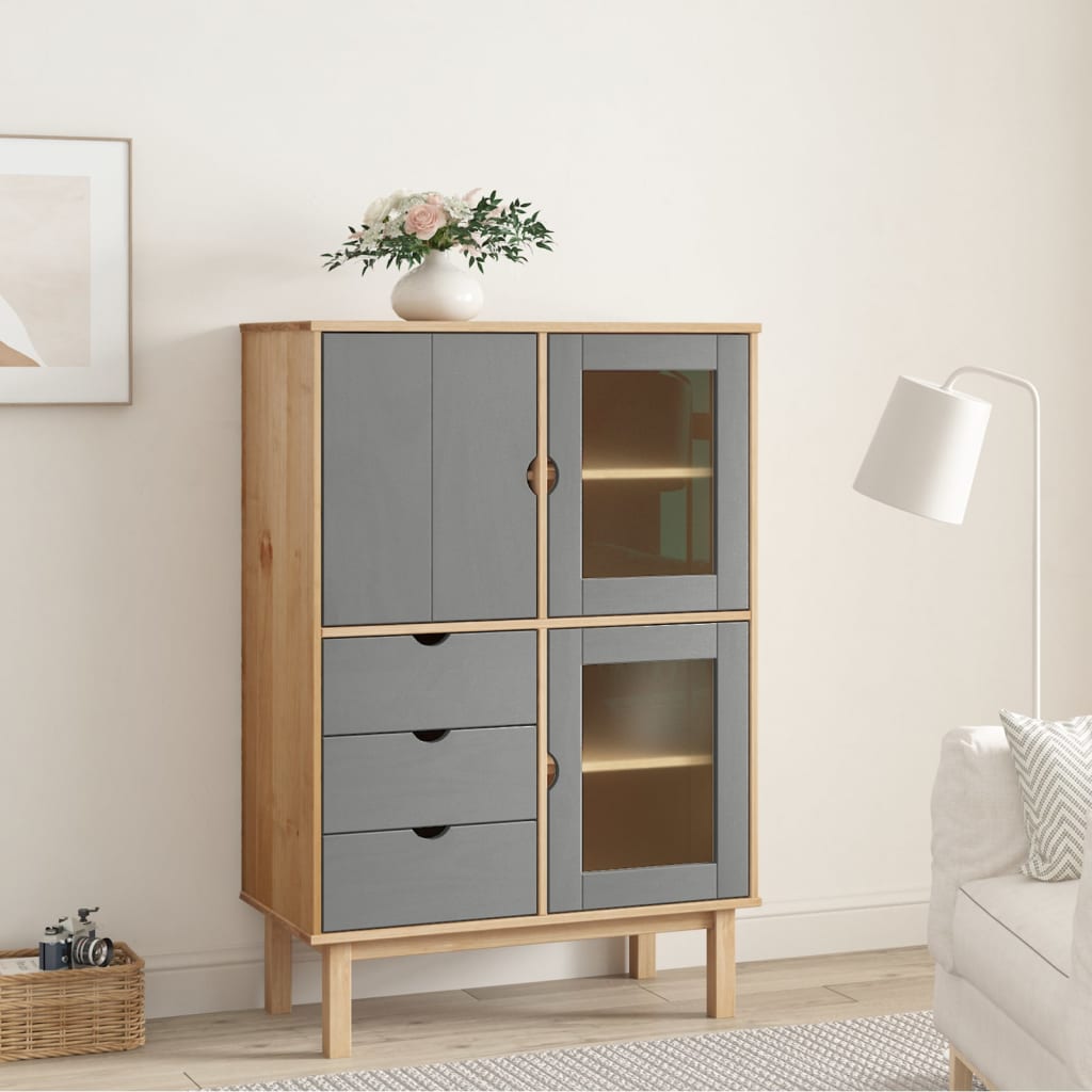 vidaXL Hoge kast OTTA 85x43x125 cm massief grenenhout