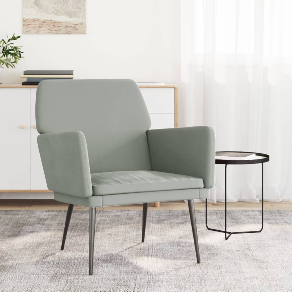 vidaXL Fauteuil 62x79x79 cm fluweel lichtgrijs