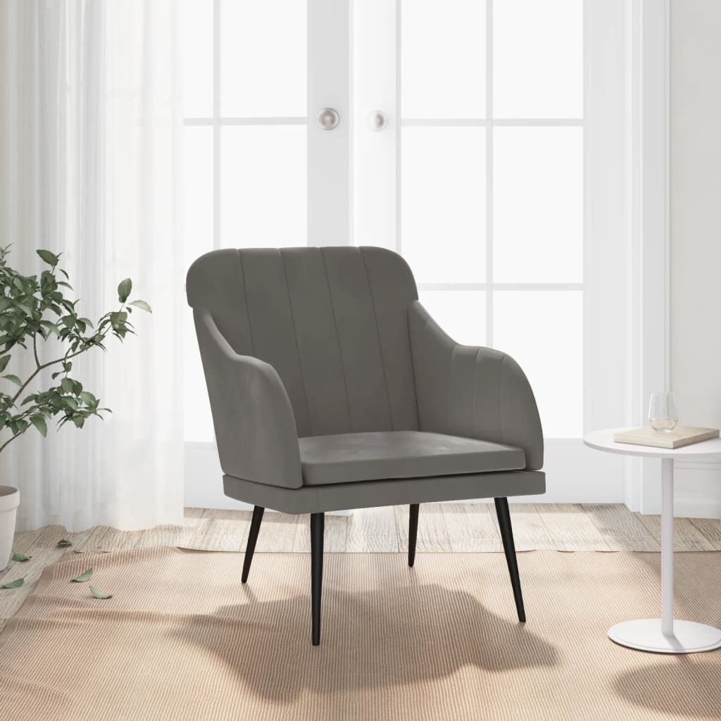 vidaXL Fauteuil 63x76x80 cm fluweel lichtgrijs