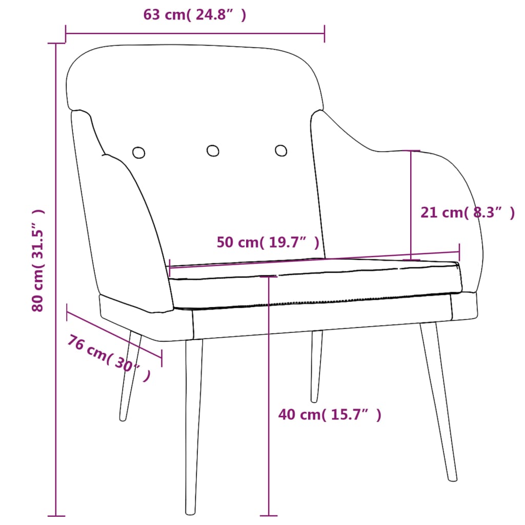 vidaXL Fauteuil 63x76x80 cm stof lichtgrijs