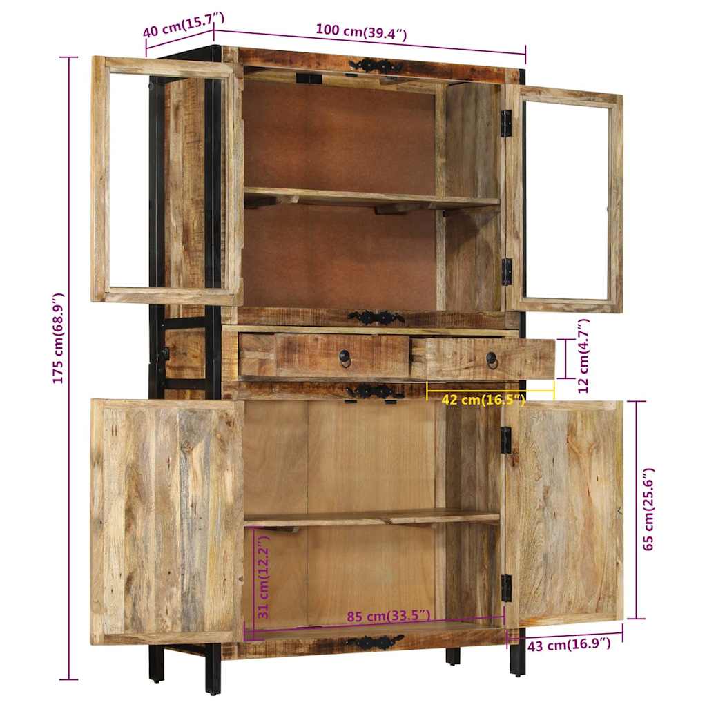 vidaXL Hoge kast 100x40x175 cm massief acaciahout