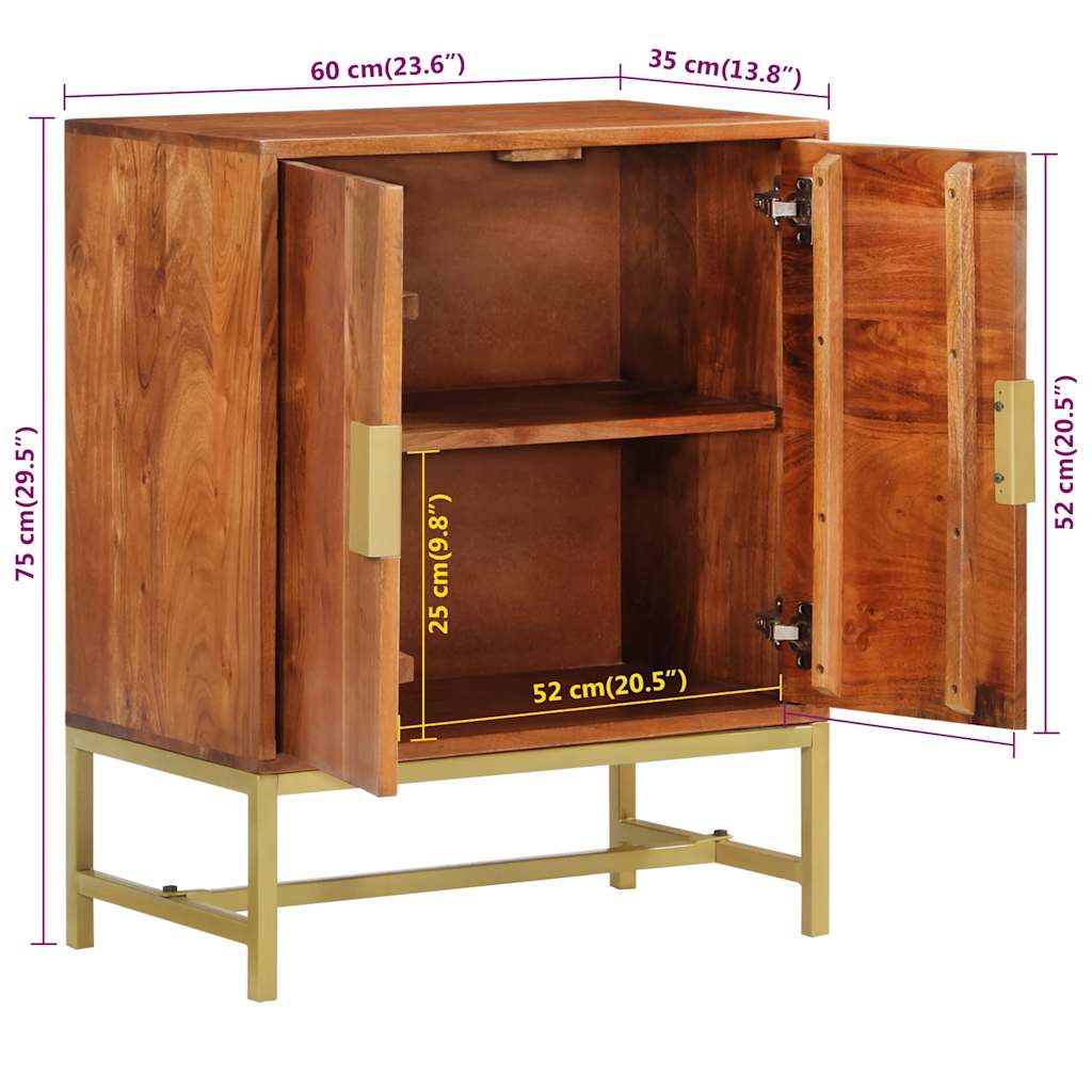 vidaXL Dressoir 60x35x75 cm massief mangohout