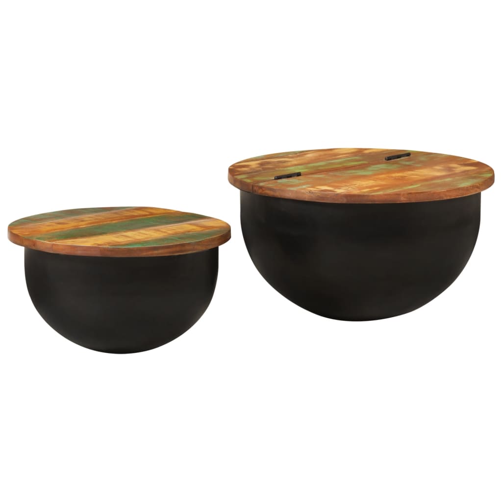 vidaXL Coffee Table Bowl Shaped with Steel Frame Recycled Wood