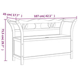 vidaXL Bankje 107x45x75,5 cm massief vurenhout wit