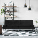 vidaXL Sofa Bed with Cup Holders Faux Leather Black