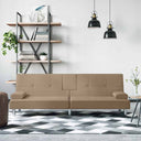 vidaXL Sofa Bed with Cup Holders Faux Leather Black