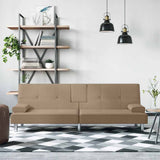 vidaXL Sofa Bed with Cup Holders Faux Leather Black