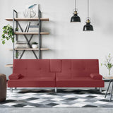 vidaXL Sofa Bed with Cup Holders Faux Leather Black