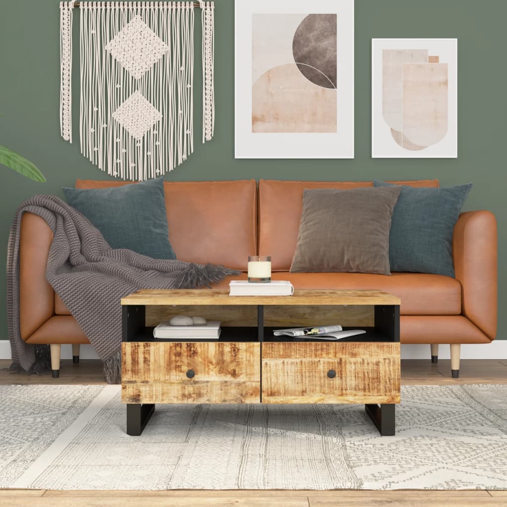 vidaXL Salontafel 80x54x40 cm massief mangohout en bewerkt hout