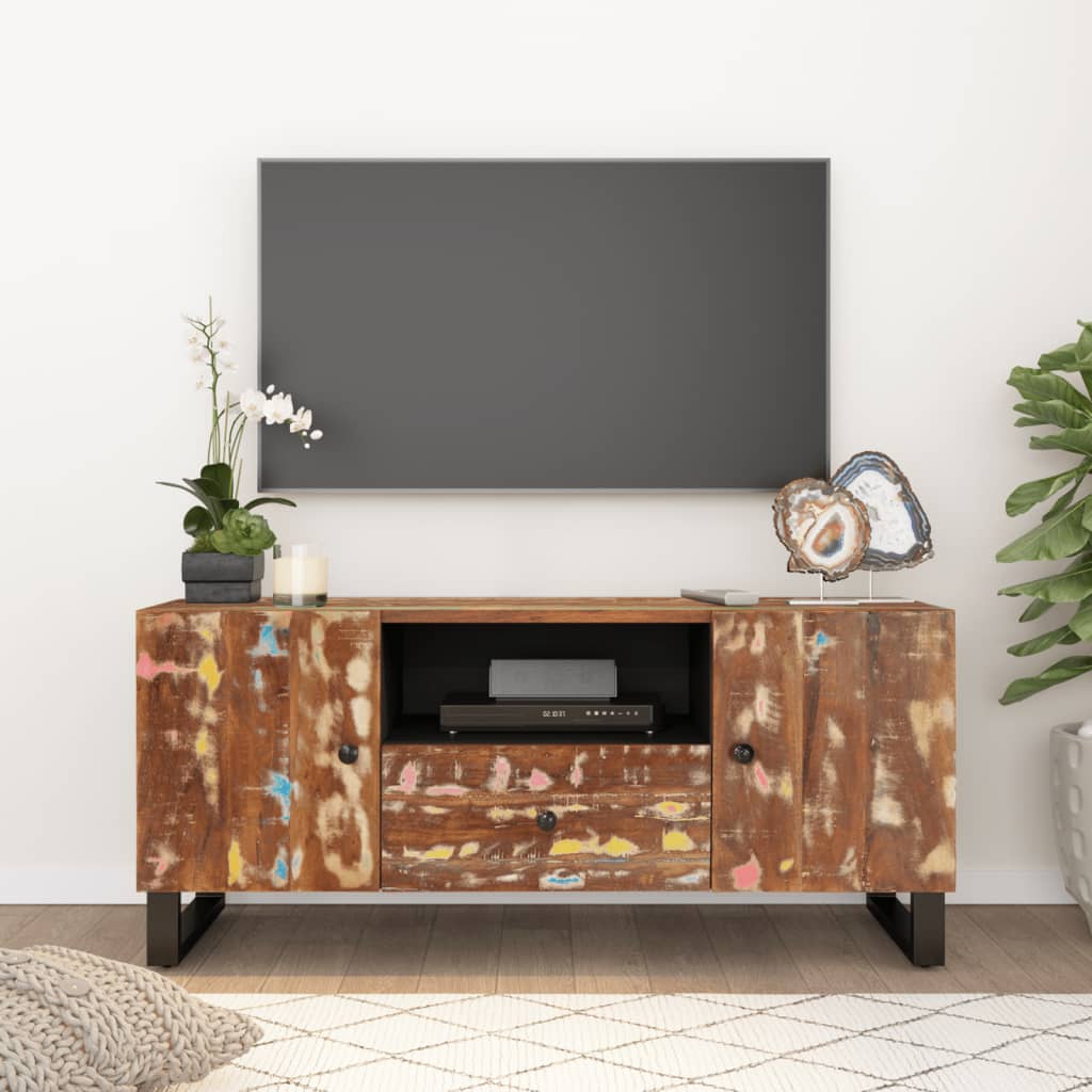 vidaXL Tv-meubel 105x33,5x46 cm massief mangohout en bewerkt hout